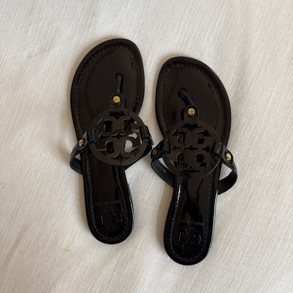 Tory Burch Black Miller Patent Leather Sandals